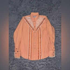 Rock Mount Ranch Wear Women’s Orange Custom Fitted Pearl Snap Button Up Shirt